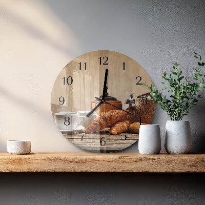 Rundt glas vægur Croissanter