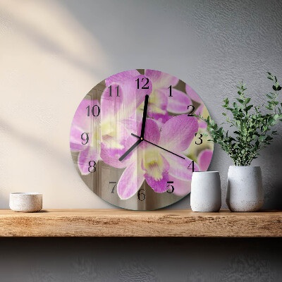 Rundt glas vægur Blomster