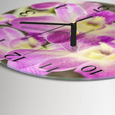 Rundt glas vægur Blomster