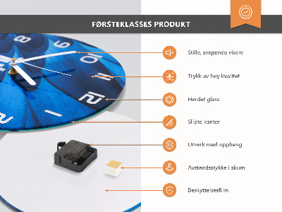 Rundt glas vægur Druer til vin