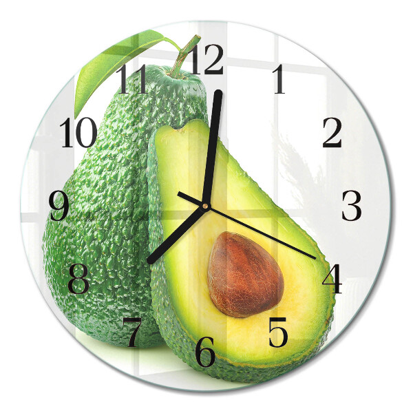 Rundt glas vægur Avocado