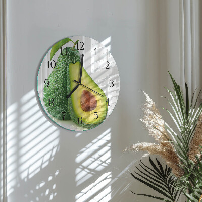 Rundt glas vægur Avocado