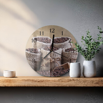 Rundt glas vægur Kaffebønner
