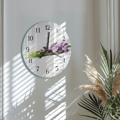 Rundt glas vægur Blomster
