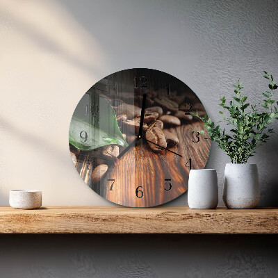 Rundt glas vægur Kaffebønner