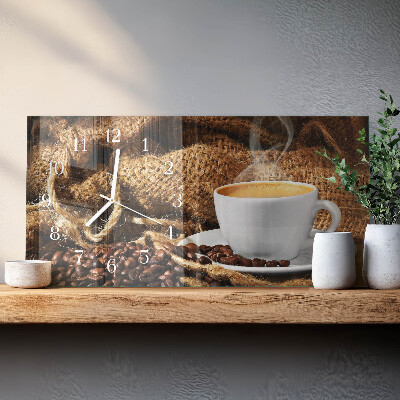 Rektangulært glas vægur Kaffebønner