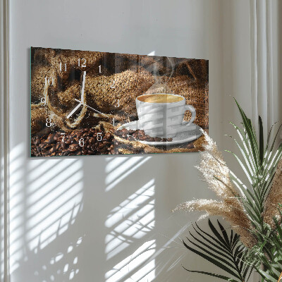 Rektangulært glas vægur Kaffebønner