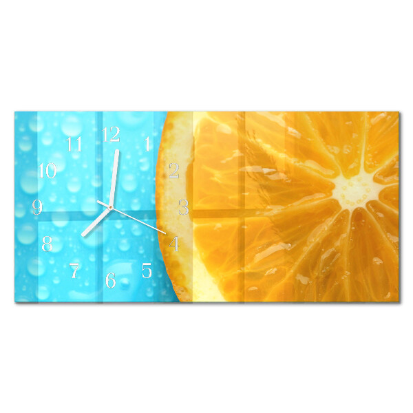 Rektangulært glas vægur Appelsin citrus