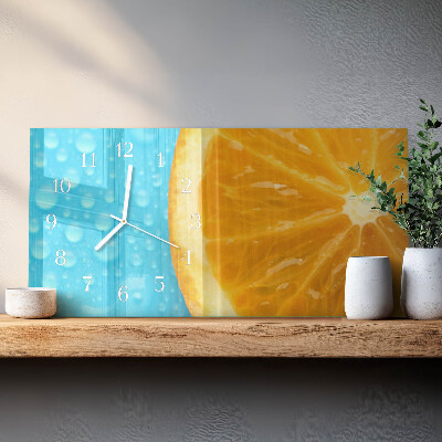 Rektangulært glas vægur Appelsin citrus