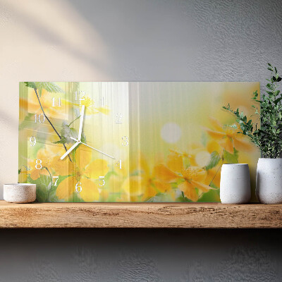 Rektangulært glas vægur Afskårne blomster