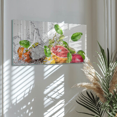 Rektangulært glas vægur Sunket frugt