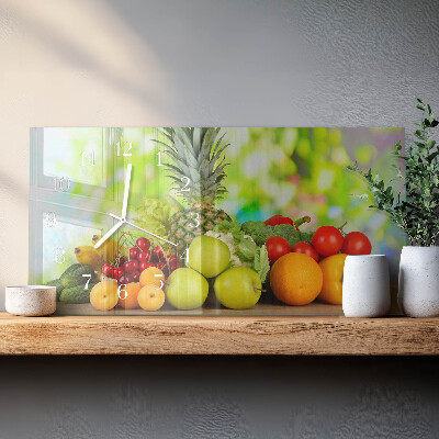 Rektangulært glas vægur Grøntsager og frugter