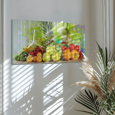 Rektangulært glas vægur Grøntsager og frugter