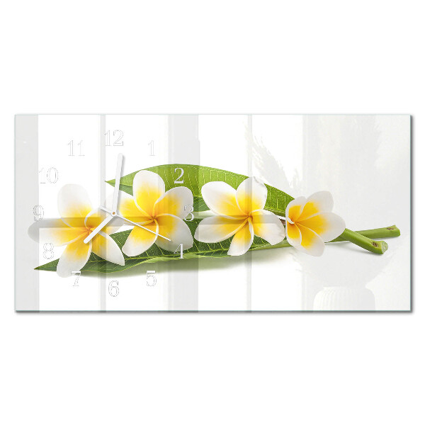 Rektangulært glas vægur Blomstrende planter