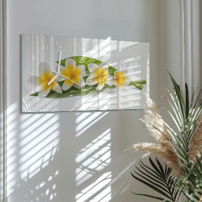 Rektangulært glas vægur Blomstrende planter