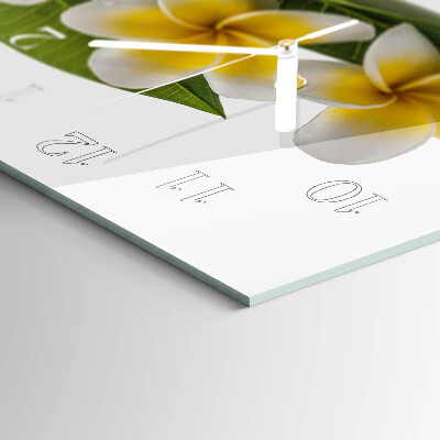 Rektangulært glas vægur Blomstrende planter