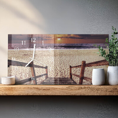 Rektangulært glas vægur Trin til stranden