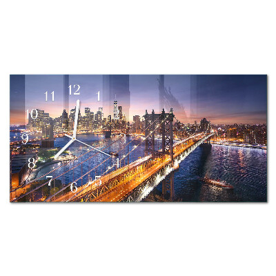 Rektangulært glas vægur New York