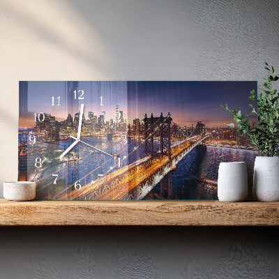 Rektangulært glas vægur New York