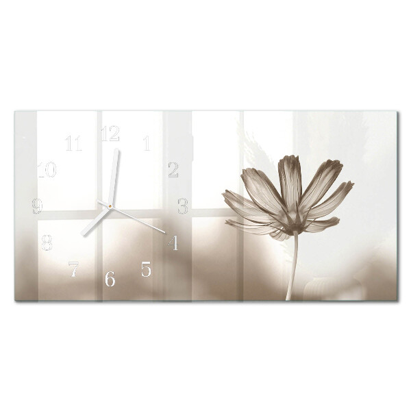 Rektangulært glas vægur En blomst har blomstret