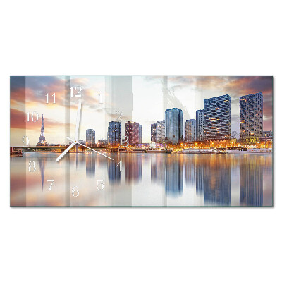 Rektangulært glas vægur Aften Paris