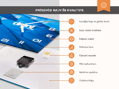 Rektangulært glas vægur Aften Paris