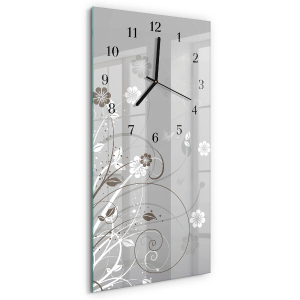 Lodret glas vægur Blomster