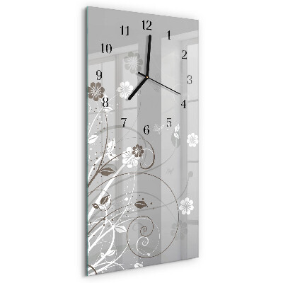 Lodret glas vægur Blomster