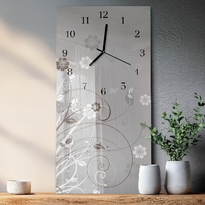Lodret glas vægur Blomster