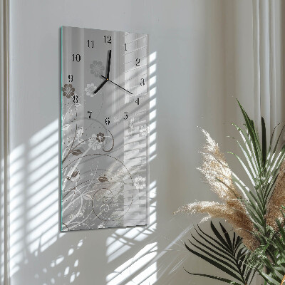 Lodret glas vægur Blomster