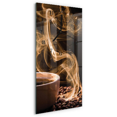 Lodret glas vægur En kop kaffe