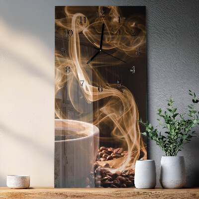 Lodret glas vægur En kop kaffe