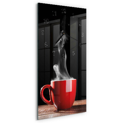 Lodret glas vægur En kop kaffe