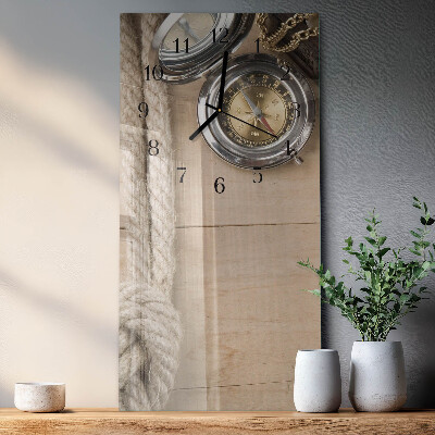 Lodret glas vægur Kompas