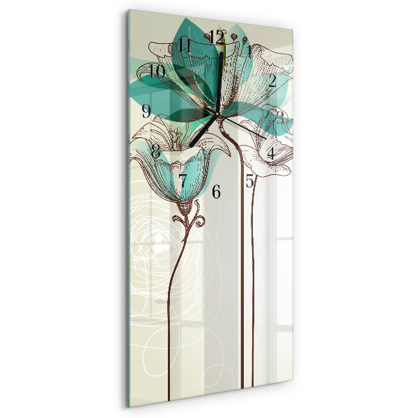 Lodret glas vægur Blomst