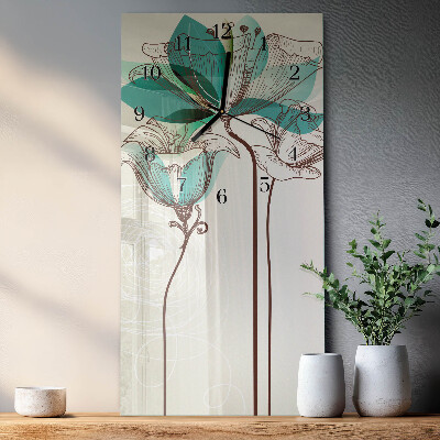 Lodret glas vægur Blomst