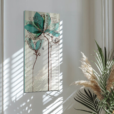 Lodret glas vægur Blomst