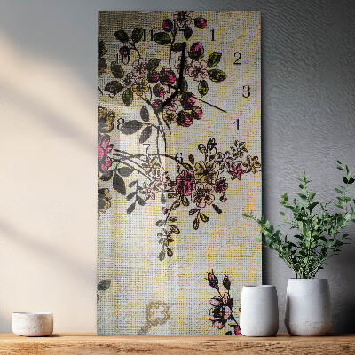 Lodret glas vægur Blomstermønster