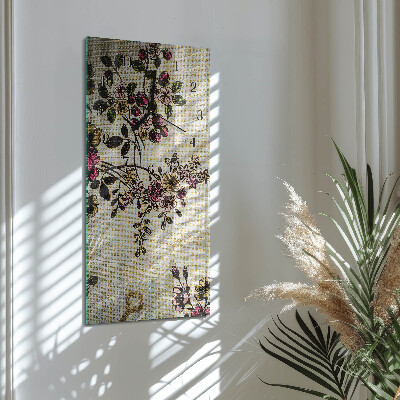Lodret glas vægur Blomstermønster