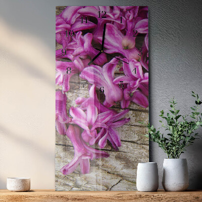 Lodret glas vægur Blomster