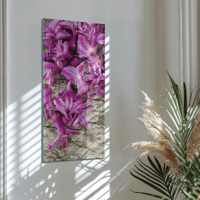 Lodret glas vægur Blomster