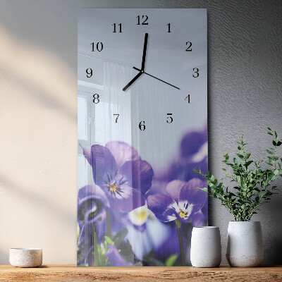 Lodret glas vægur Blomster
