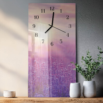 Lodret glas vægur Lavendel