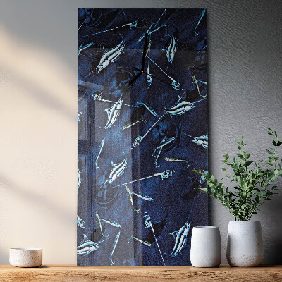 Lodret glas vægur Fisk