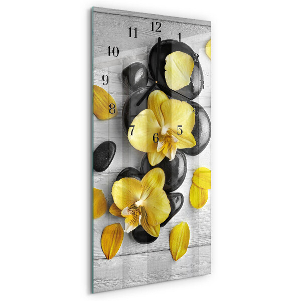 Lodret glas vægur Blomster Sten