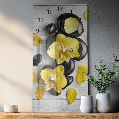 Lodret glas vægur Blomster Sten