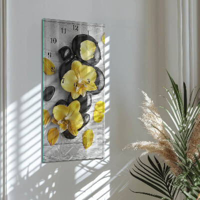 Lodret glas vægur Blomster Sten