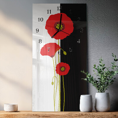 Lodret glas vægur Valmuehoveder