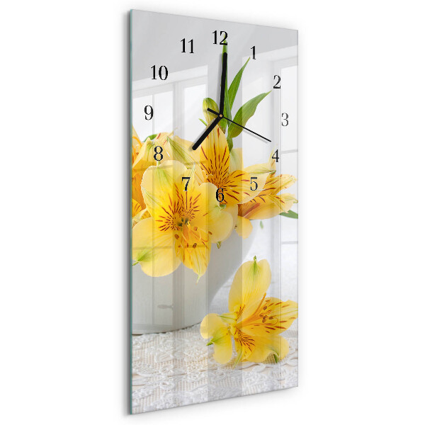 Rektangulært vægur Gule blomster