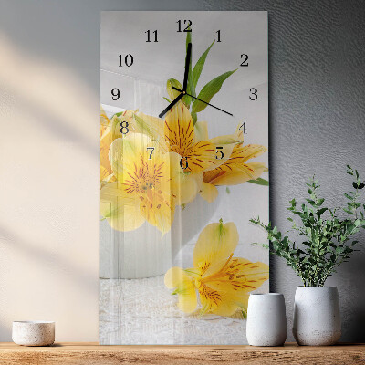 Rektangulært vægur Gule blomster